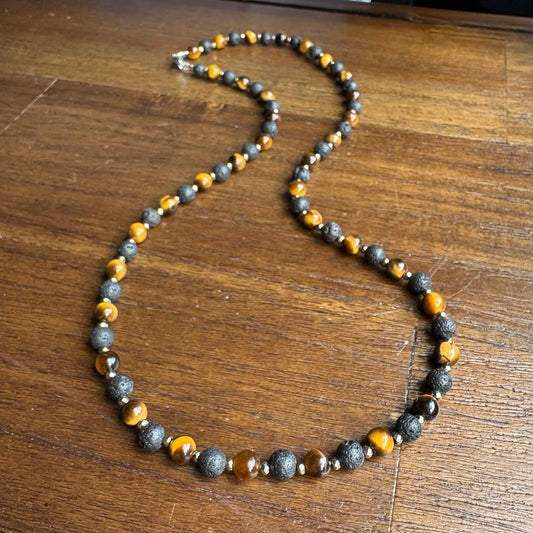 Tigers Eye + Lava Stone 8mm