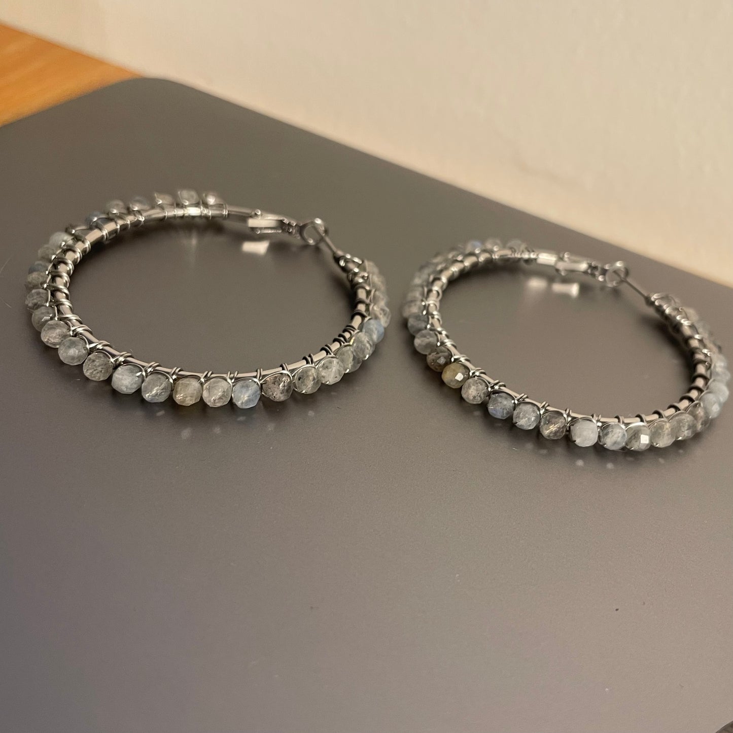 Labradorite Hoops Large