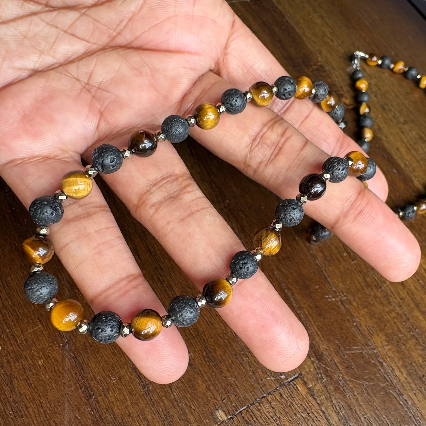Tigers Eye + Lava Stone 8mm