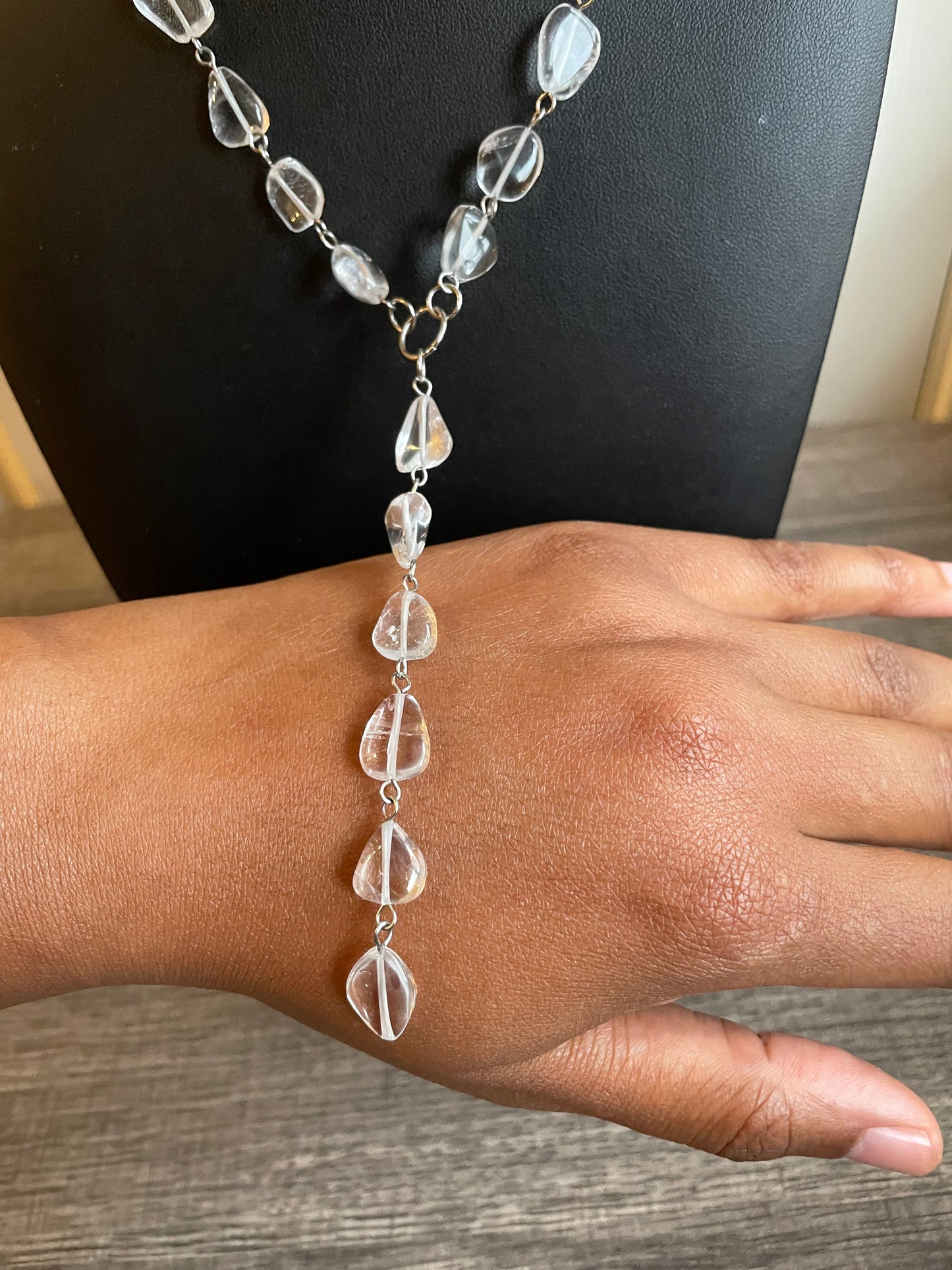 Clear Quartz Drops Lariat