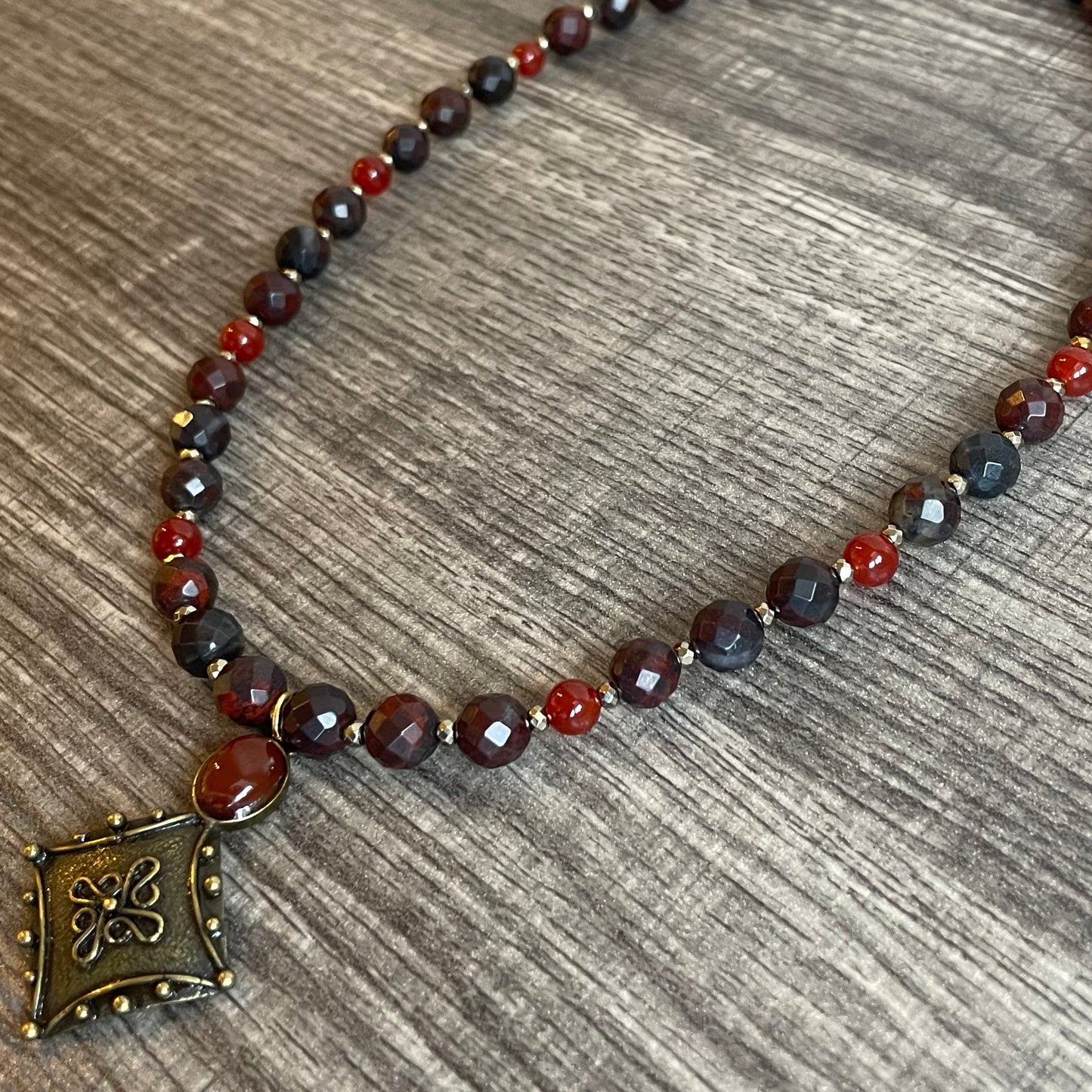 18 inch Tiger’s Iron + Carnelian