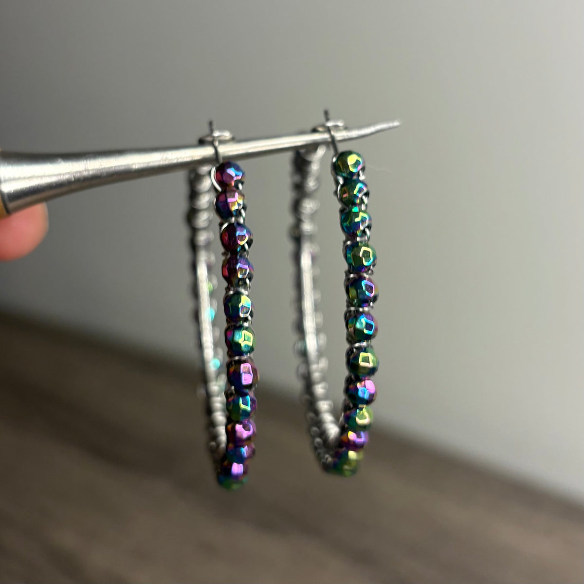Rainbow Hematite Large Hoops