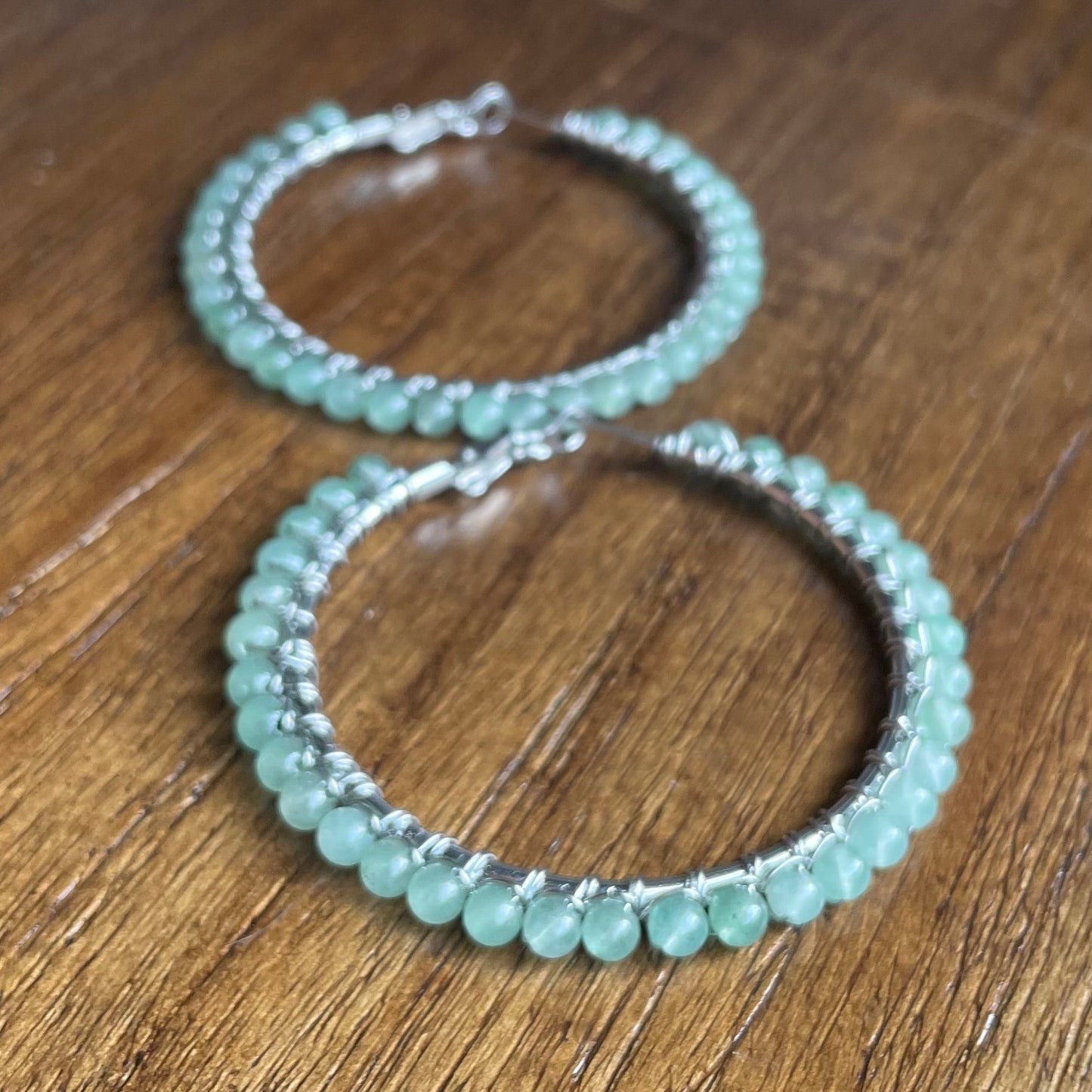 Aventurine large hoops