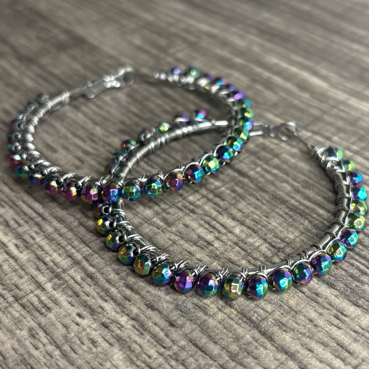 Rainbow Hematite Large Hoops