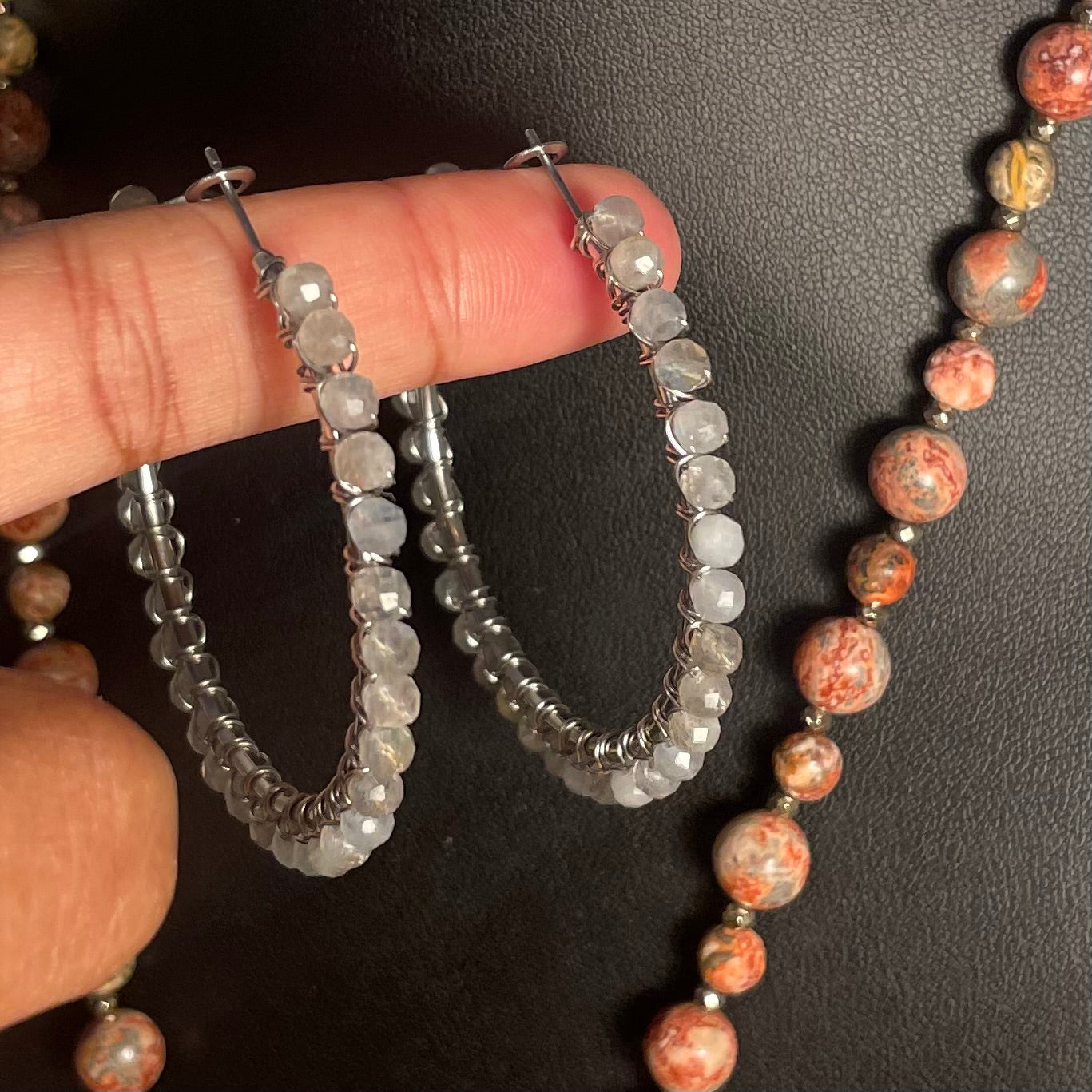 Labradorite Hoops Large