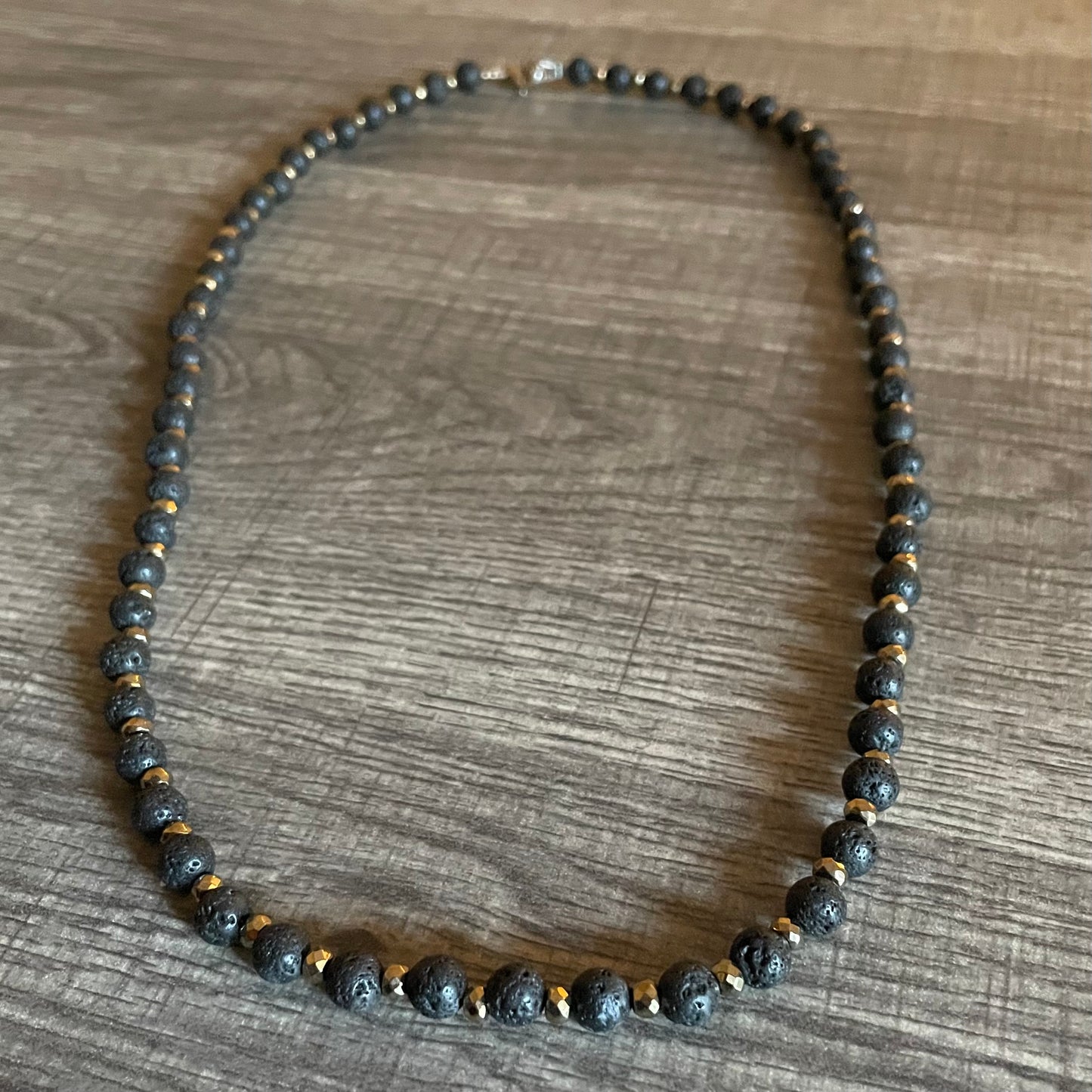 Lava Stone 6mm with gold accents