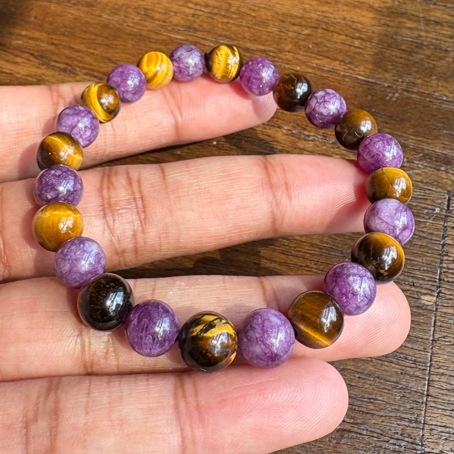 Lepidolite + Tigers Eye 8mm