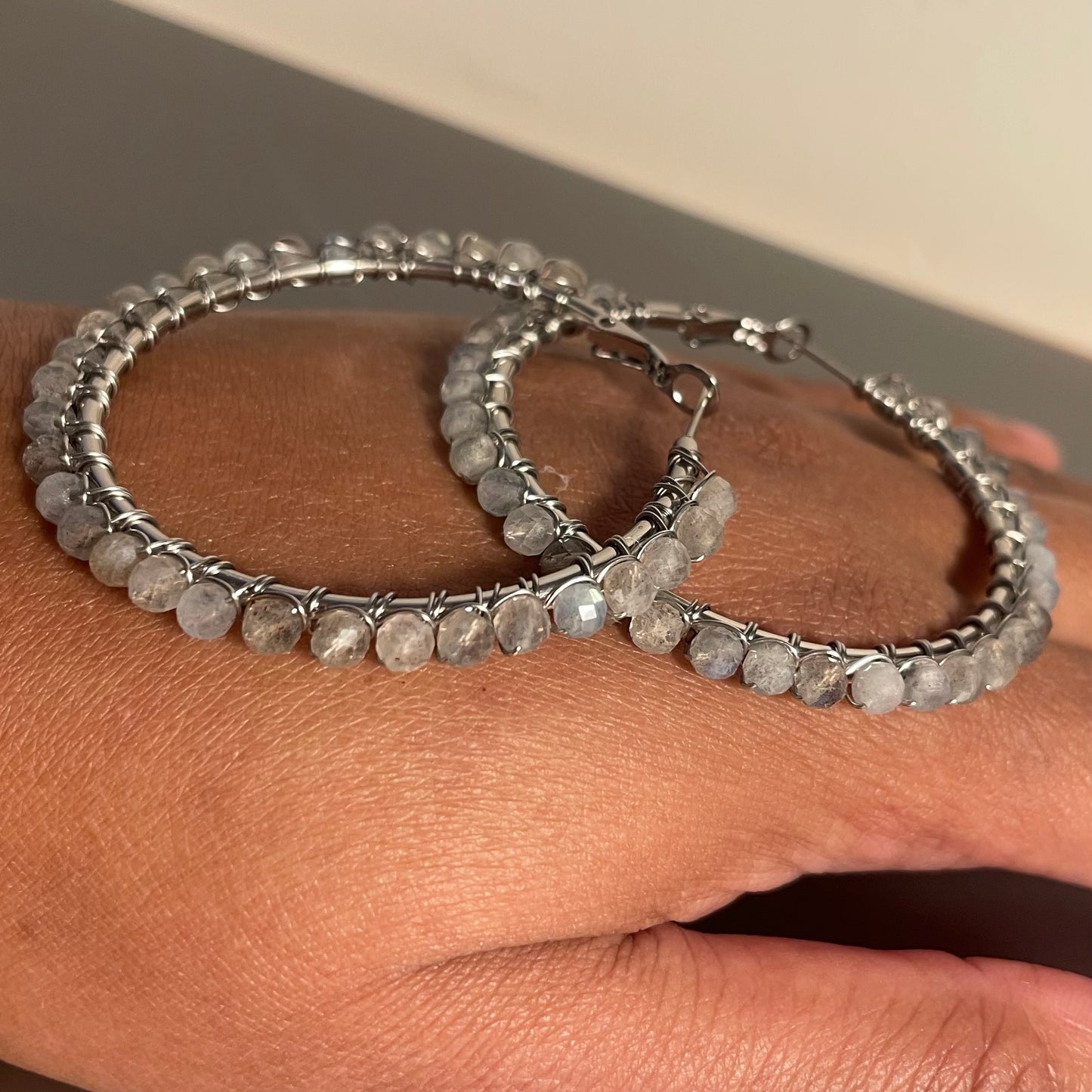 Labradorite Hoops Large