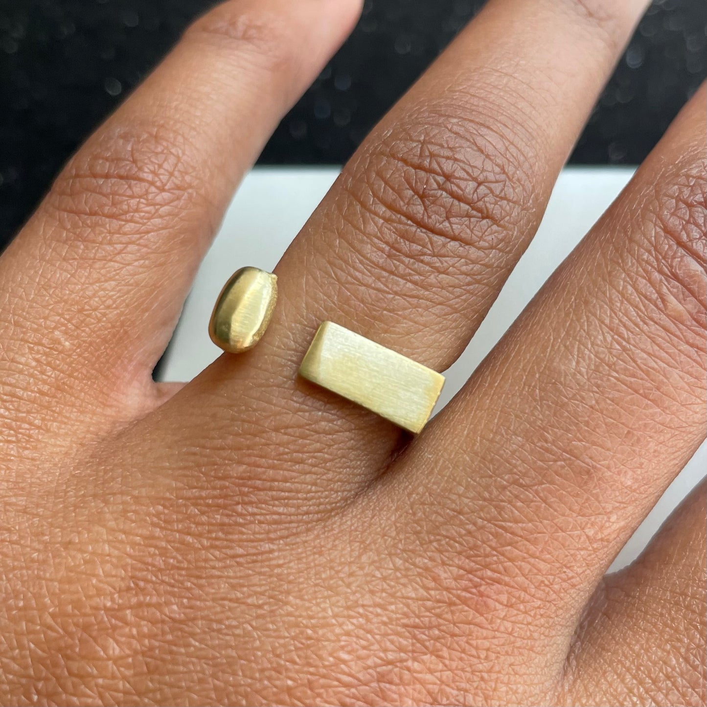 Abstract style brass ring- adjustable