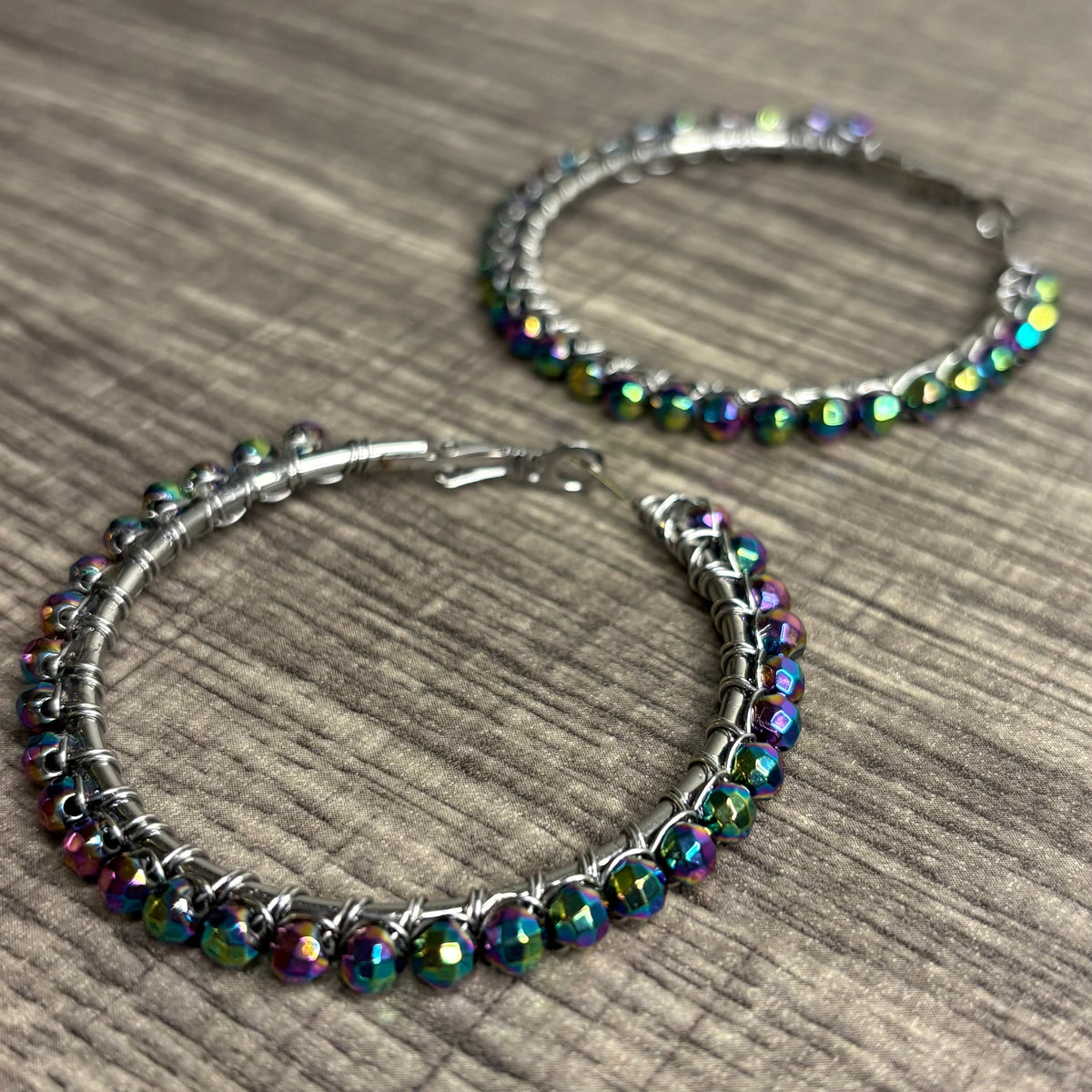 Rainbow Hematite Large Hoops