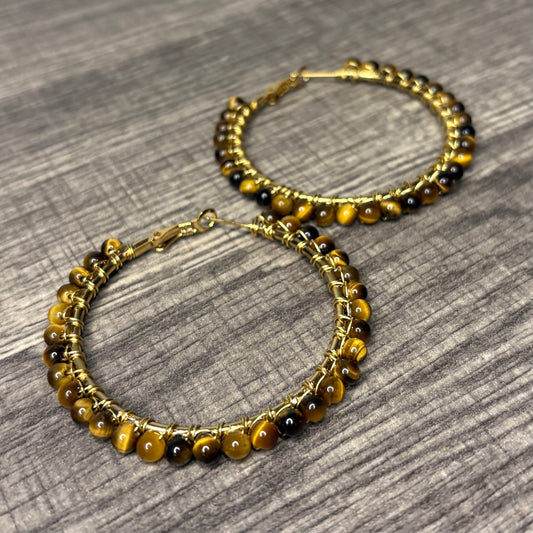 Tigers Eye large hoops
