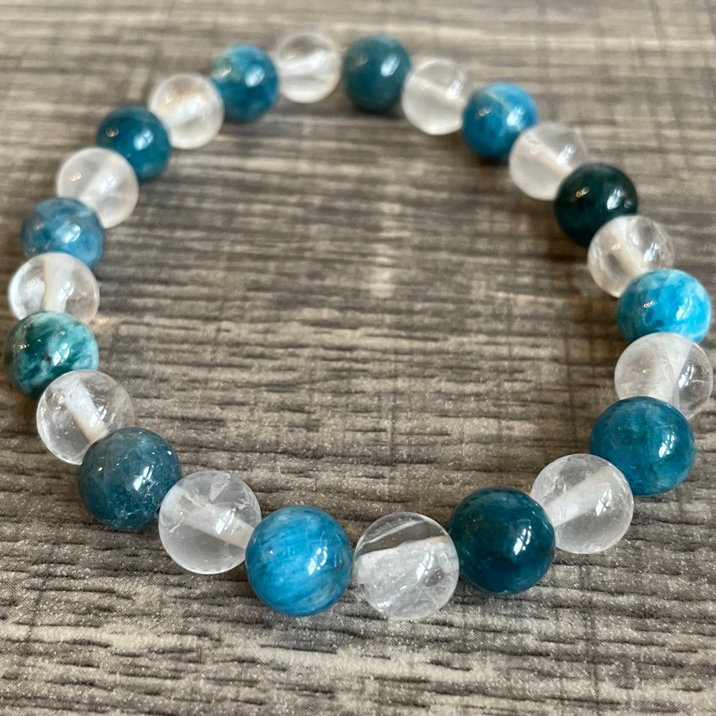 Clear Quartz + Blue Apatite 8mm