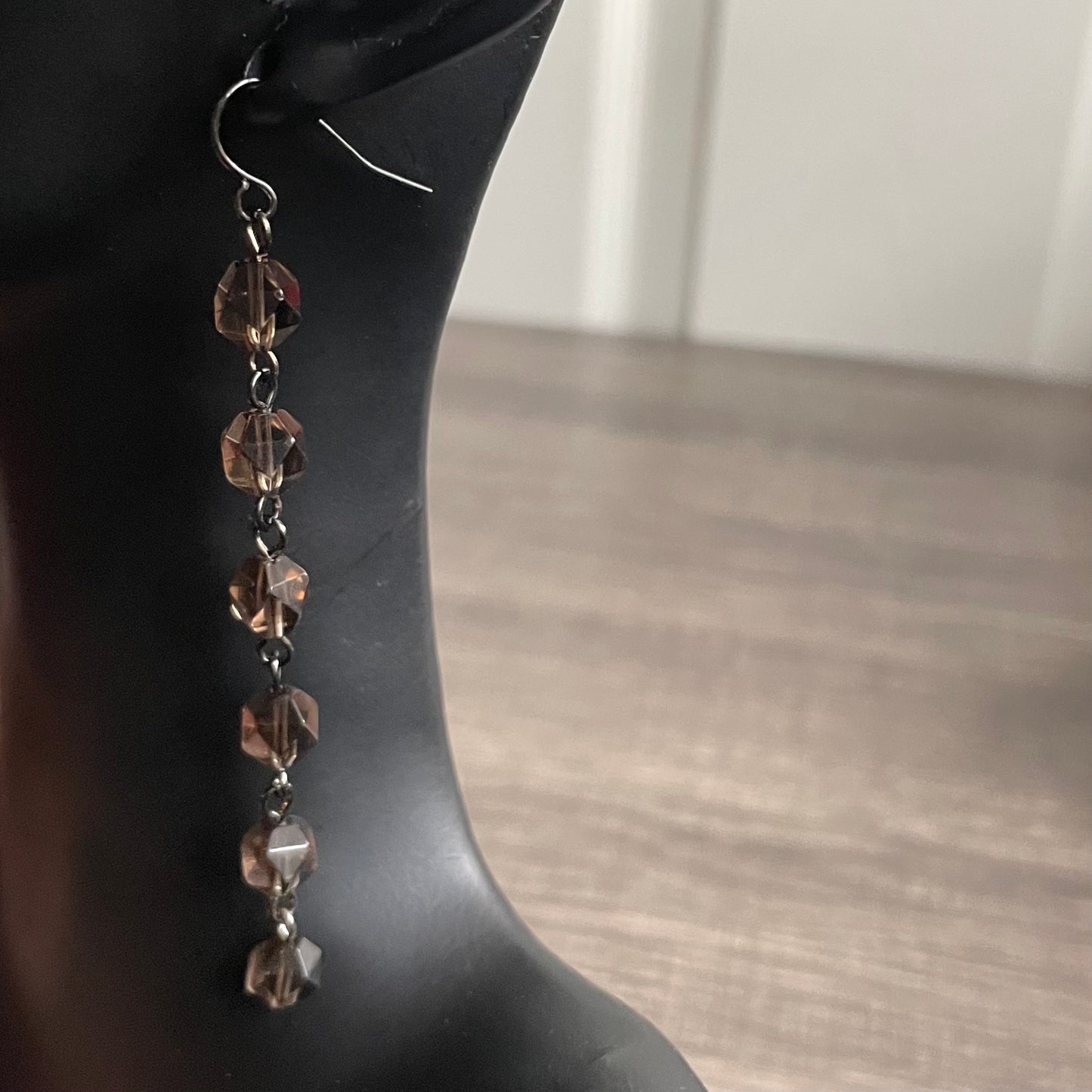 Smoky Quartz star-cut dangles