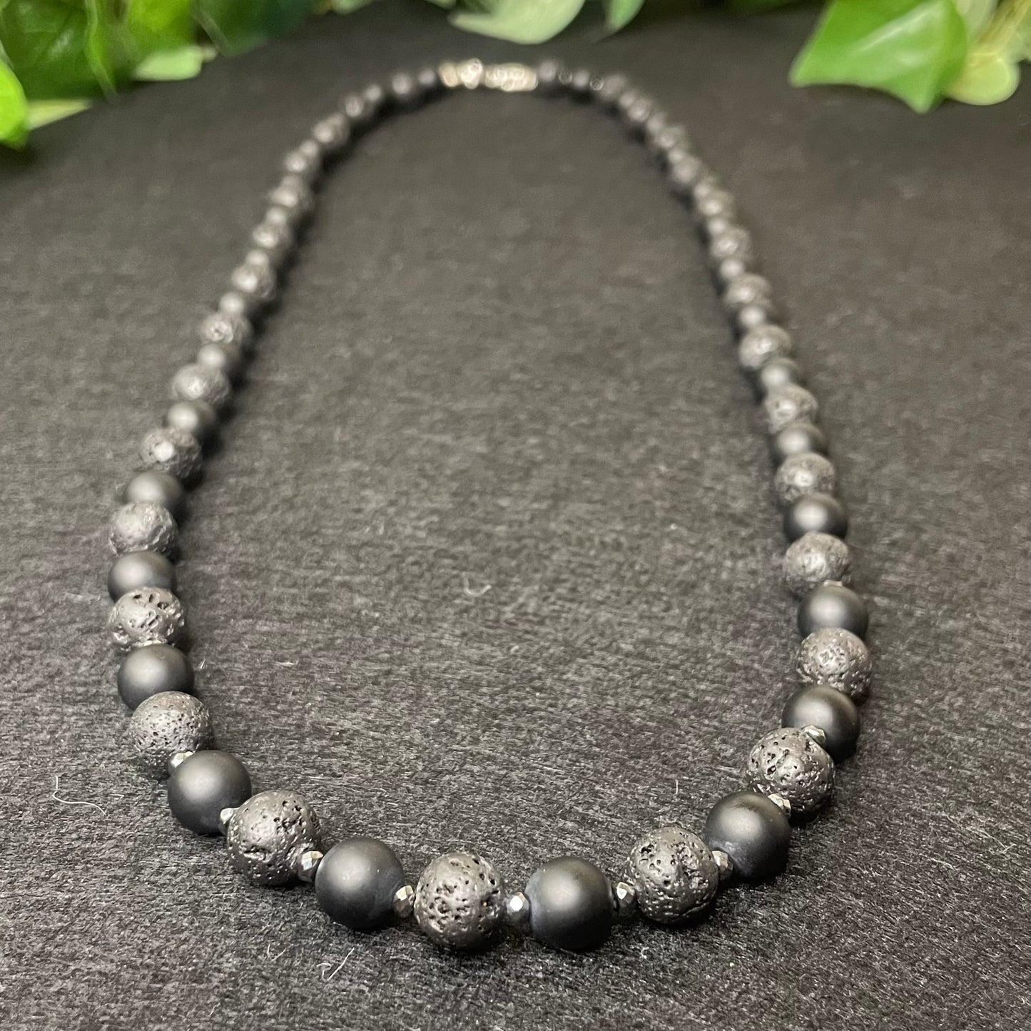 24 inch matted black onyx and lava stone