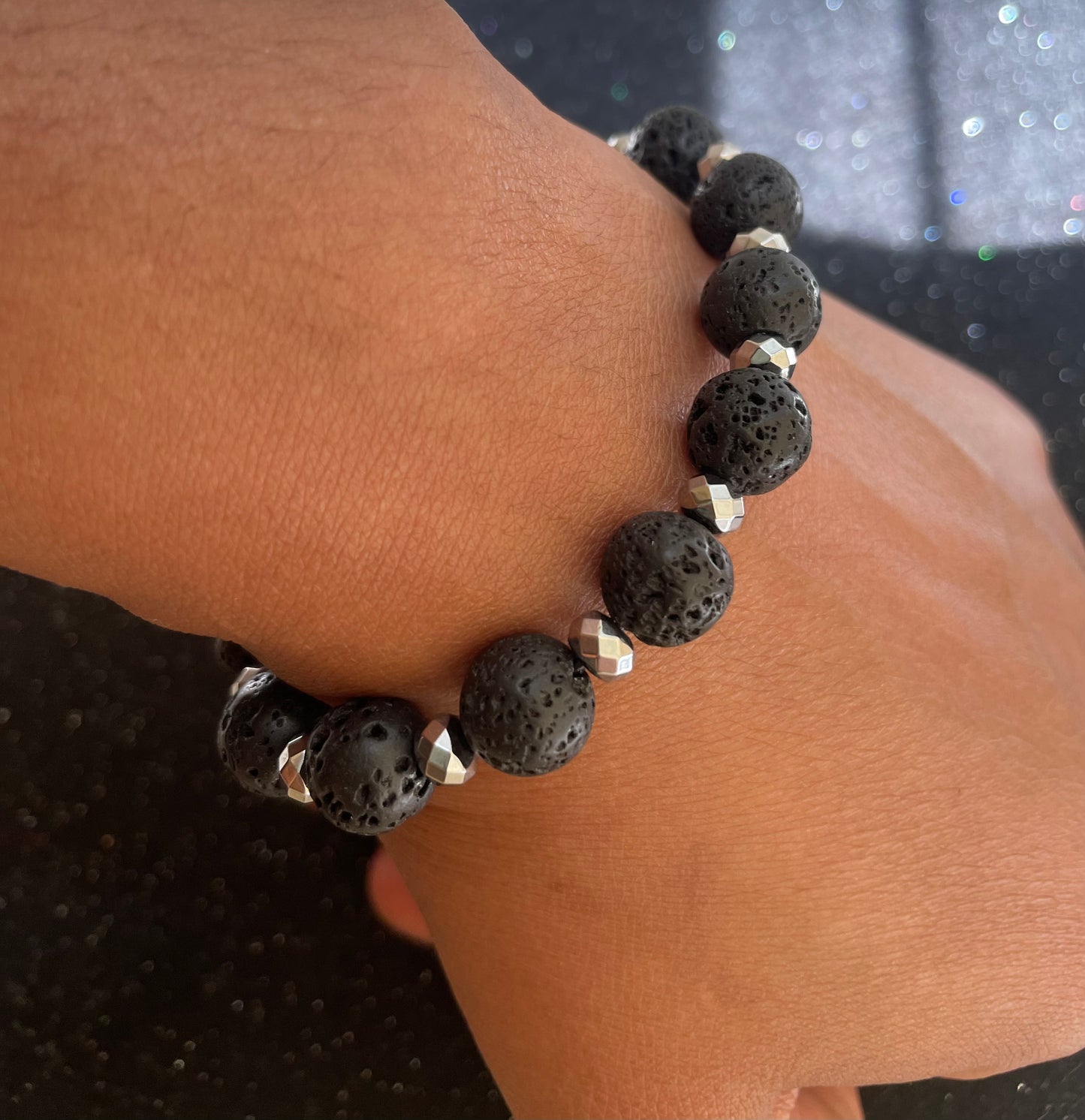 Lava Stone 10mm with silver accents