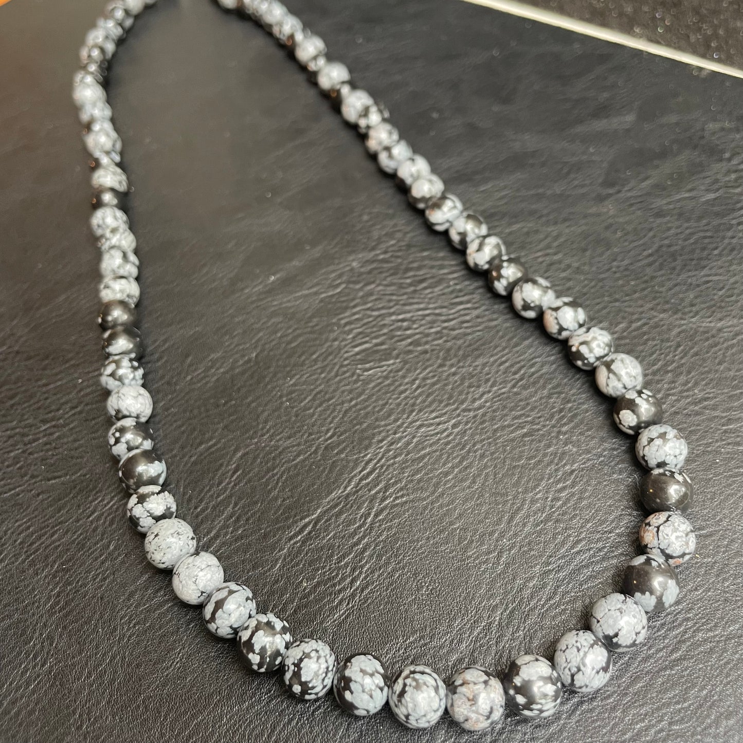 Snowflake Obsidian 8mm necklace