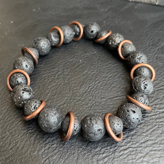 Lava Stone Copper Rings 10mm